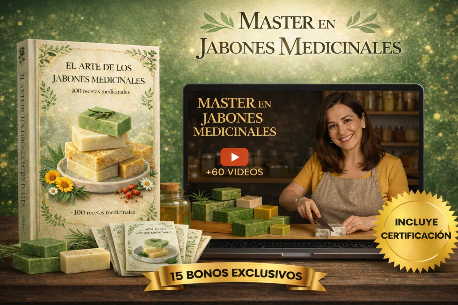 Máster en Jabones medicinales+ 15 Bonos + Certificado